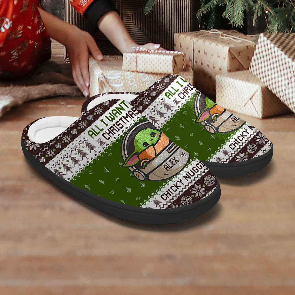 Personalized Christmas Slippers with Custom Name Chicky Nuggies Gift Slippers GradoCreations
