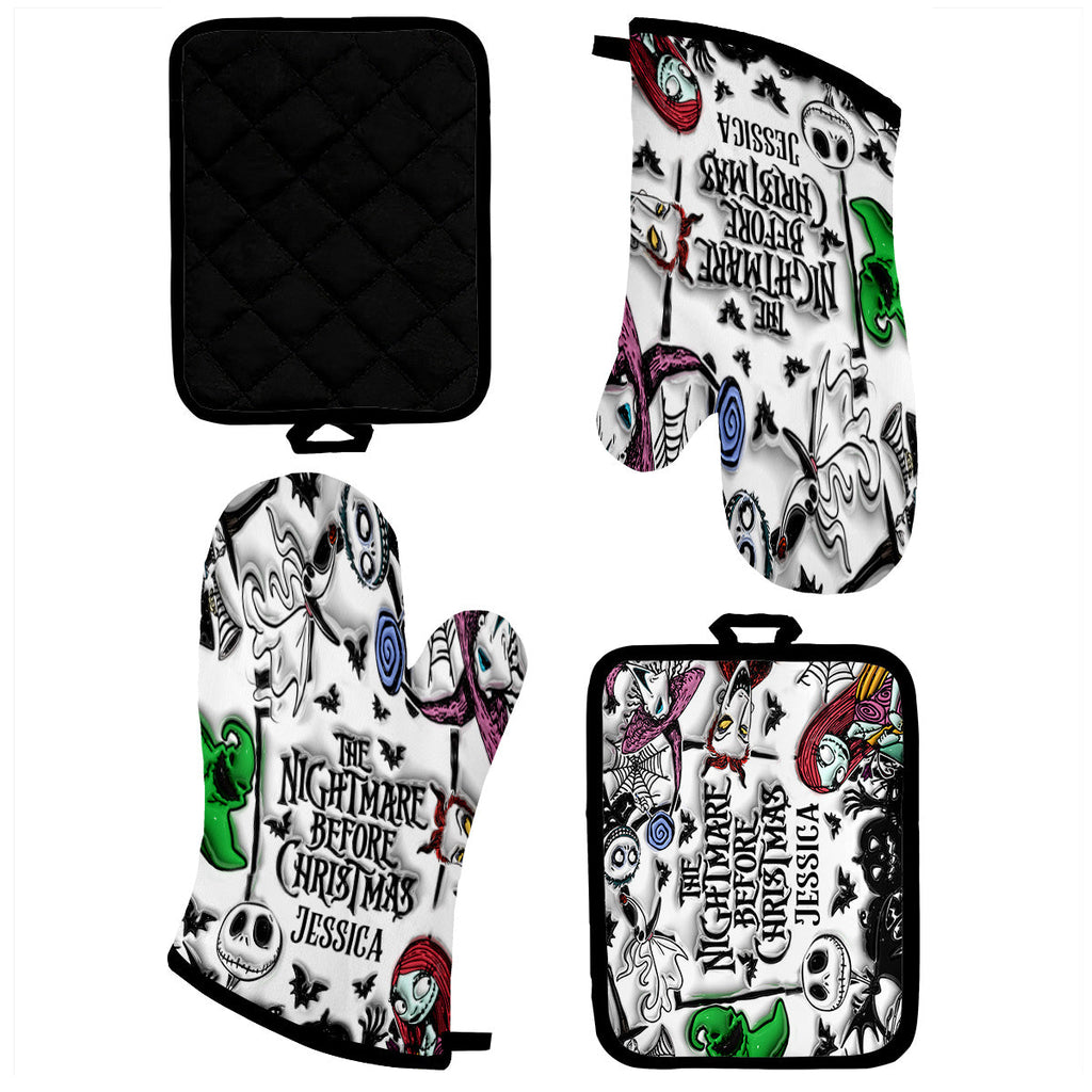 Personalized Nightmare Before Christmas Oven Mitts & Pot Holder Set Gift Idea Oven Mitts & Pot Holder Set GradoCreations