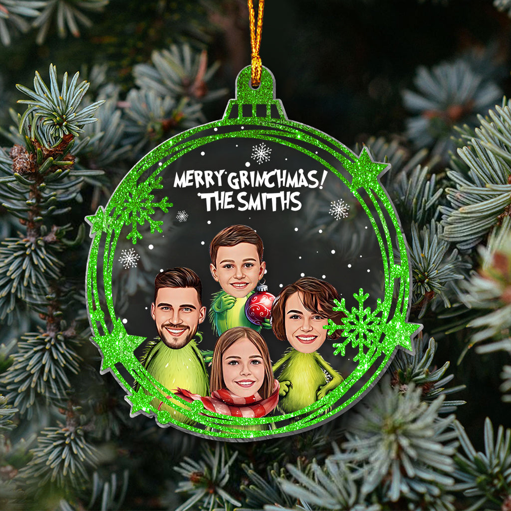Personalized Merry Grinchmas One-sided Ornament Custom Family Gift One-sided Ornament GradoCreations