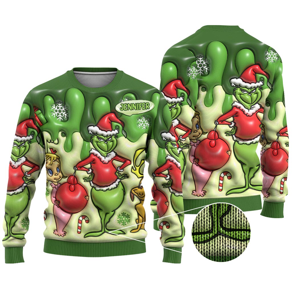 Personalized Grinch Christmas Ugly Sweater Gift for Mom Ugly Sweater GradoCreations