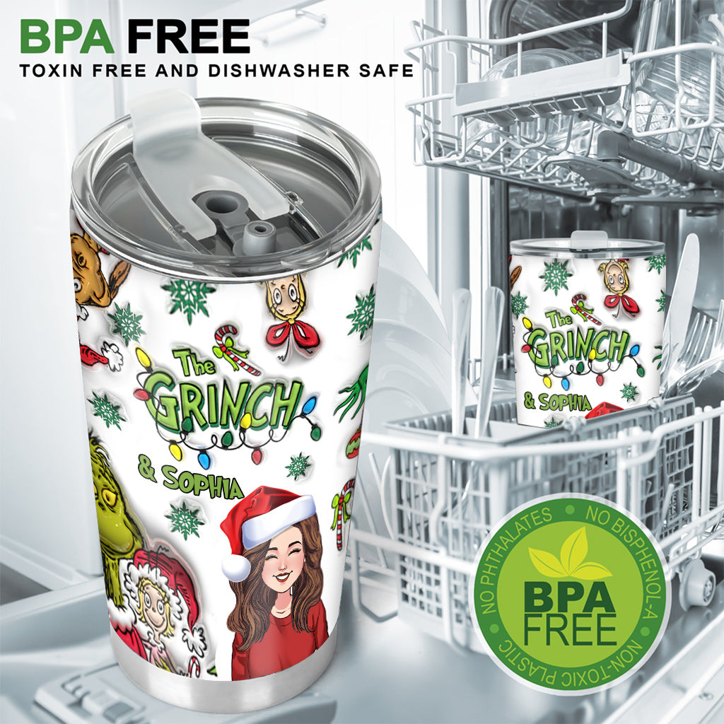 Personalized Grinch Christmas Tumbler 20oz Custom Name Gift Tumbler GradoCreations
