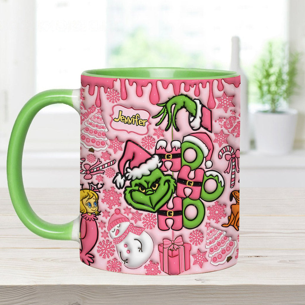 Personalized Grinch Christmas Accent Mug with Custom Name for Holiday Gifts Accent Mug GradoCreations