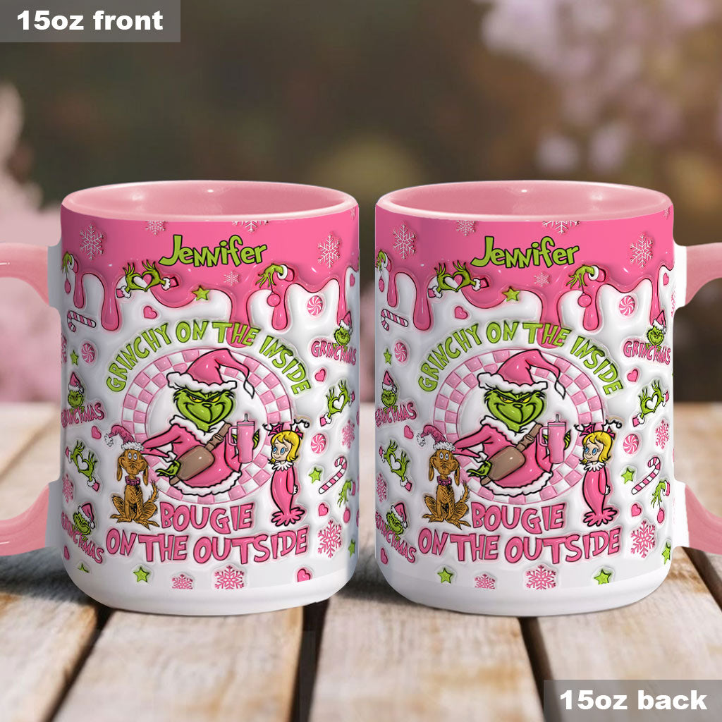 Personalized Christmas Accent Mug Grinchy On The Inside Gift Accent Mug GradoCreations