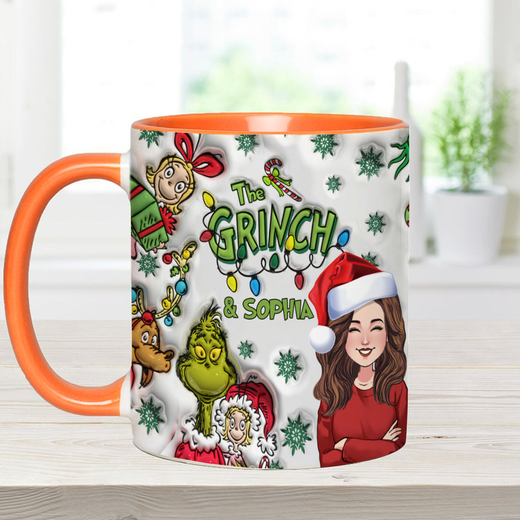 Personalized Accent Mug Custom Name Grinch Design Gift for Christmas Accent Mug GradoCreations