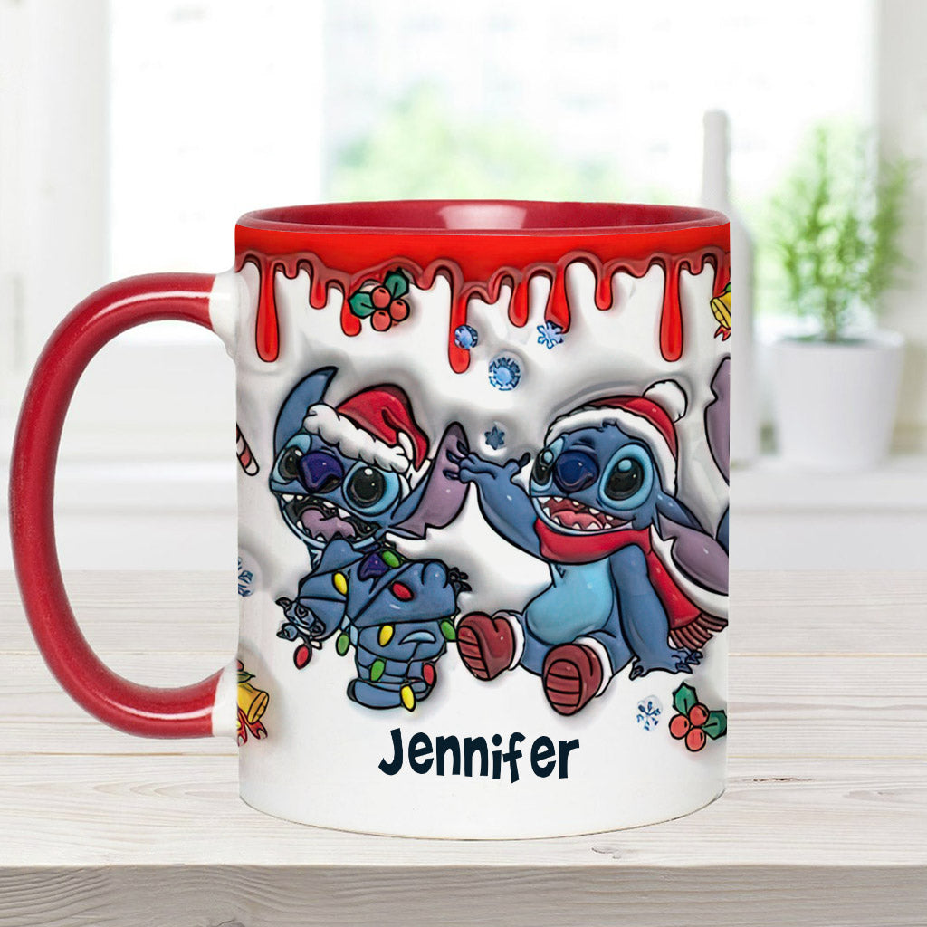 Personalized Christmas Accent Mug with Ohana Design for Mom Accent Mug GradoCreations
