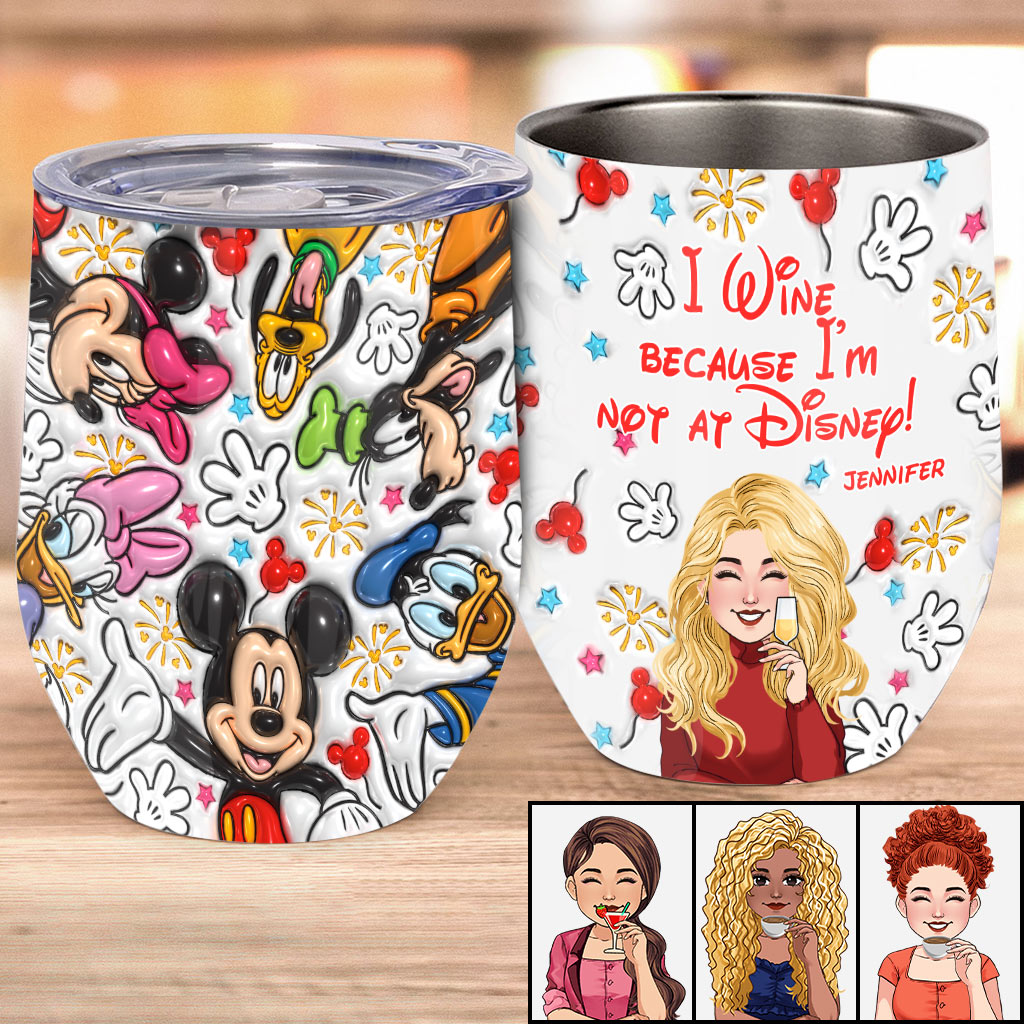 Personalized Wine Tumbler with Fun Disney Print Gift for Mom Wine Tumbler GradoCreations