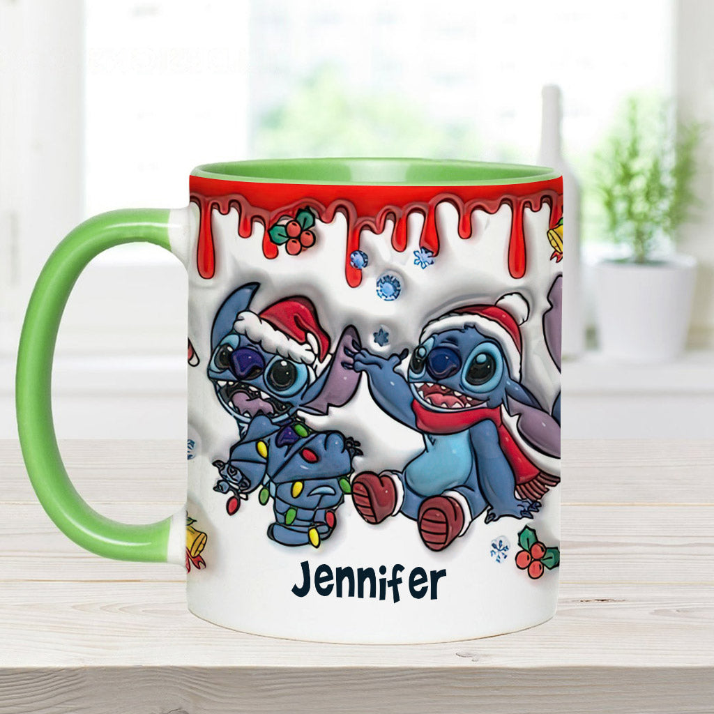 Personalized Christmas Accent Mug with Ohana Design for Mom Accent Mug GradoCreations