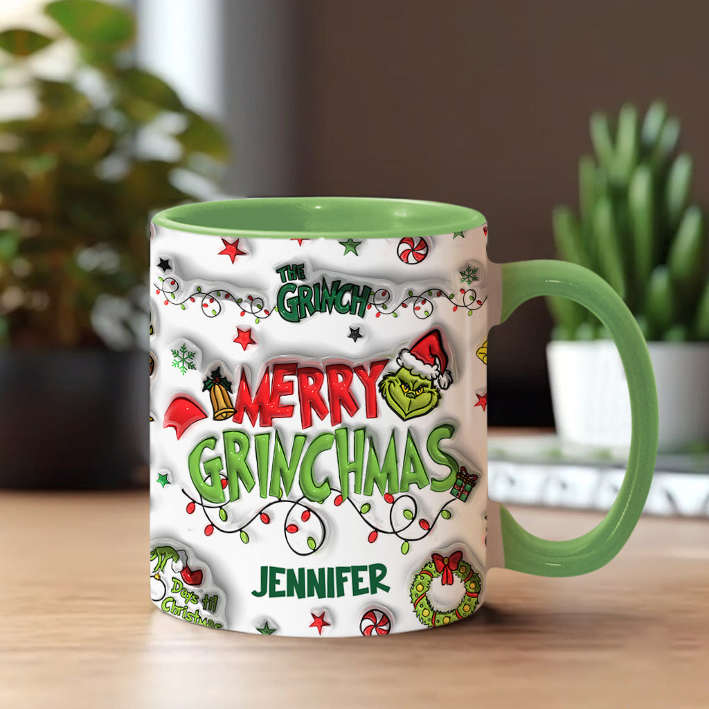 Personalized Grinch Christmas Accent Mug Custom Name Gift Accent Mug GradoCreations