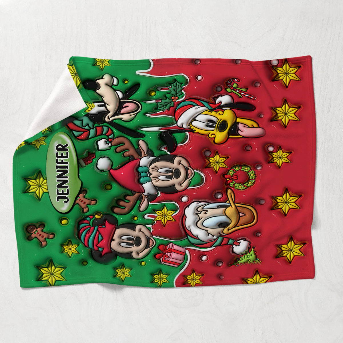 Personalized Christmas Mouse Blanket Custom Name Gift Blanket GradoCreations