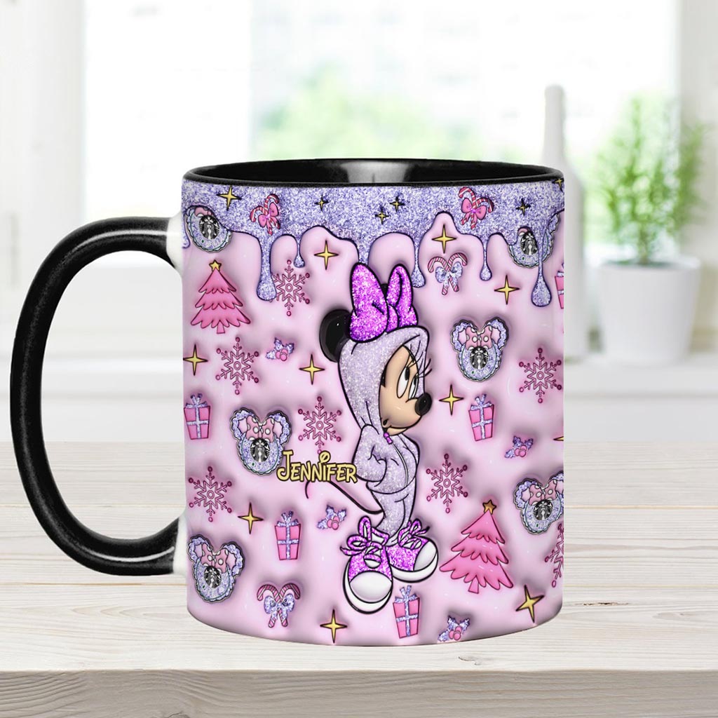 Personalized Christmas Accent Mug with Glittery Design for Mom Accent Mug GradoCreations