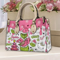 Personalized Leather Handbag with Grinch Design for Women - Custom Name Gift Leather Handbag GradoCreations