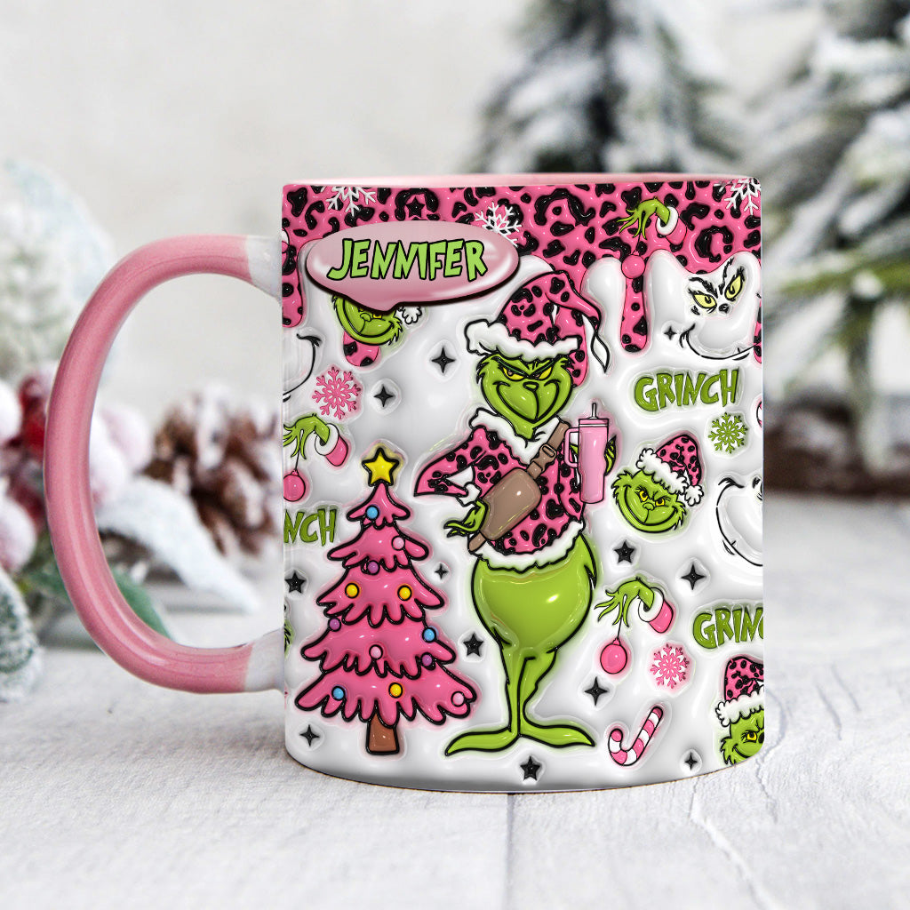 Personalized Grinch Accent Mug Custom Name Holiday Gift Accent Mug GradoCreations