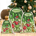 Personalized Grinch Drawstring Tote Bag for Christmas Gifts Drawstring Tote Bag GradoCreations