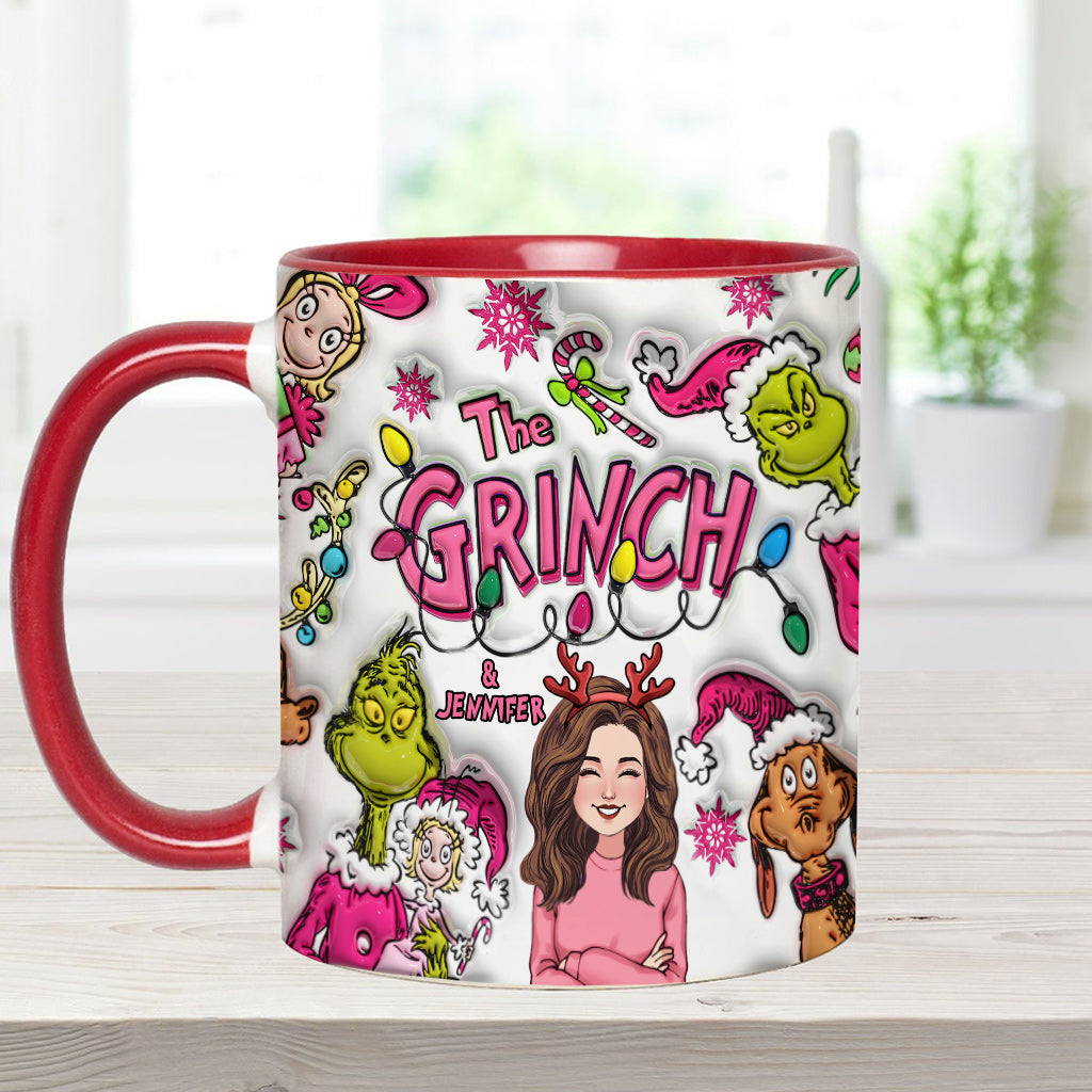Personalized Grinch Accent Mug Custom Name Christmas Gift Accent Mug GradoCreations