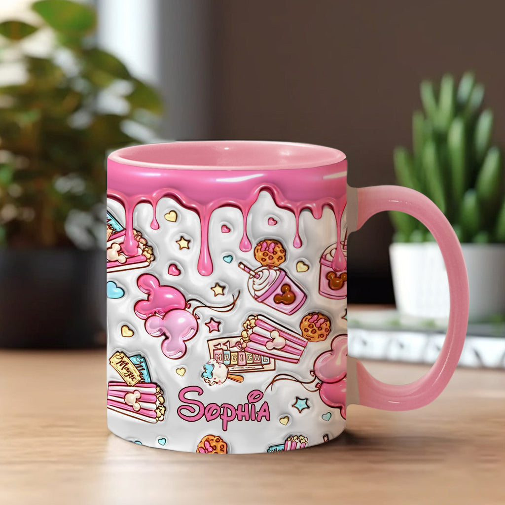 Personalized Pink Mouse Ears Accent Mug Custom Name Gift for Birthday Accent Mug GradoCreations