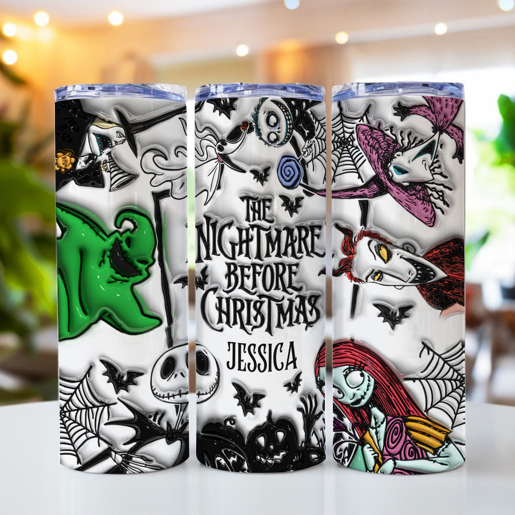 Personalized Nightmare Before Christmas Skinny Tumbler with Custom Name Gift for Halloween or Christmas Skinny Tumbler GradoCreations