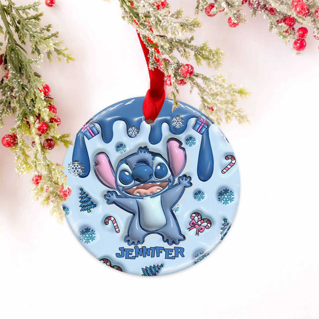 Personalized Ceramic Circle Ornament Merry Christmas Gift Ceramic Circle Ornament GradoCreations