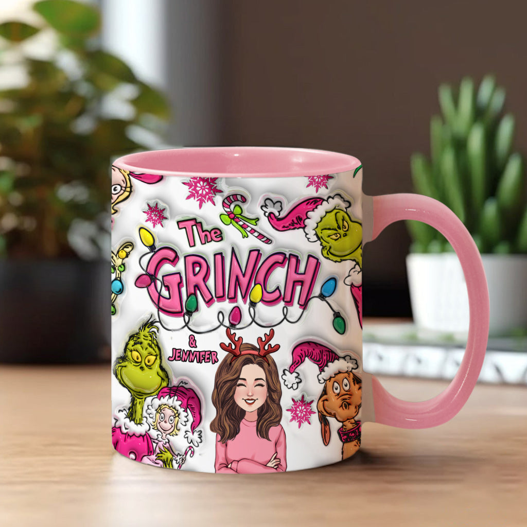 Personalized Grinch Accent Mug Custom Name Christmas Gift Accent Mug GradoCreations
