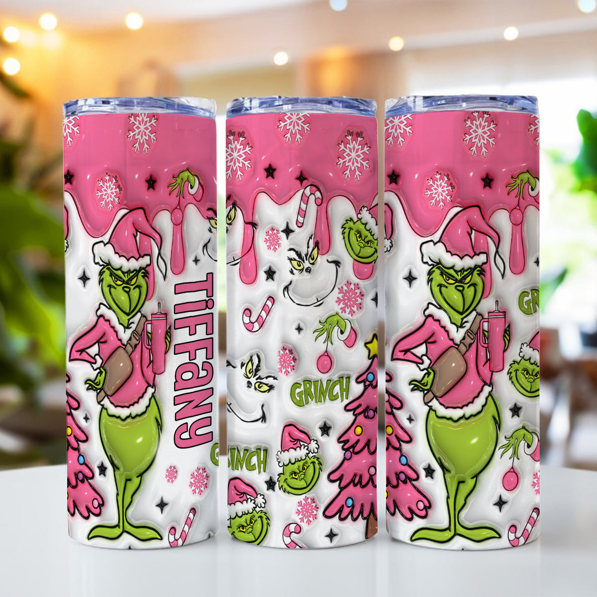 Personalized Grinchmas Skinny Tumbler Custom Name Holiday Gift Skinny Tumbler GradoCreations