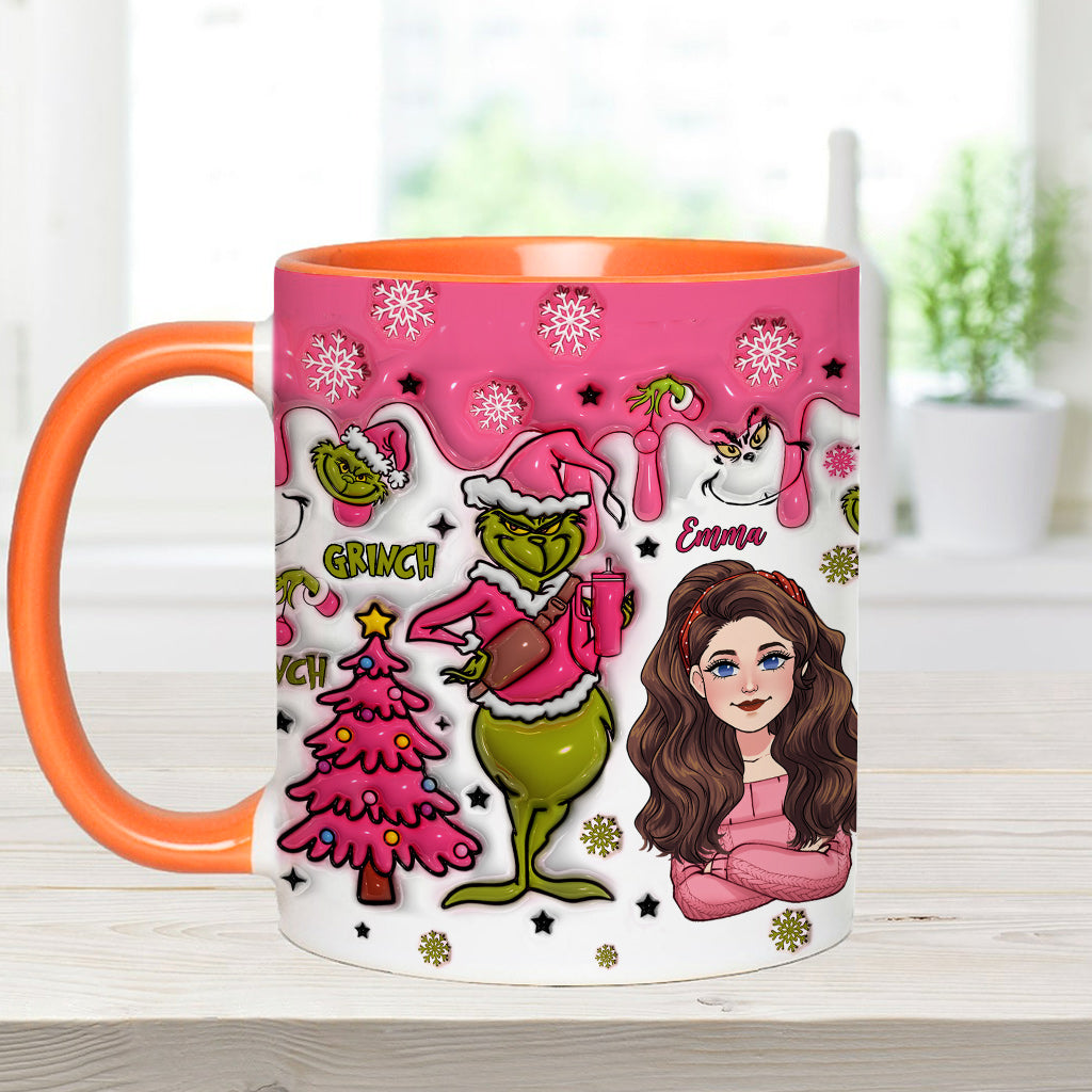 Personalized Grinch Accent Mug with Custom Name for Christmas Gift Accent Mug GradoCreations