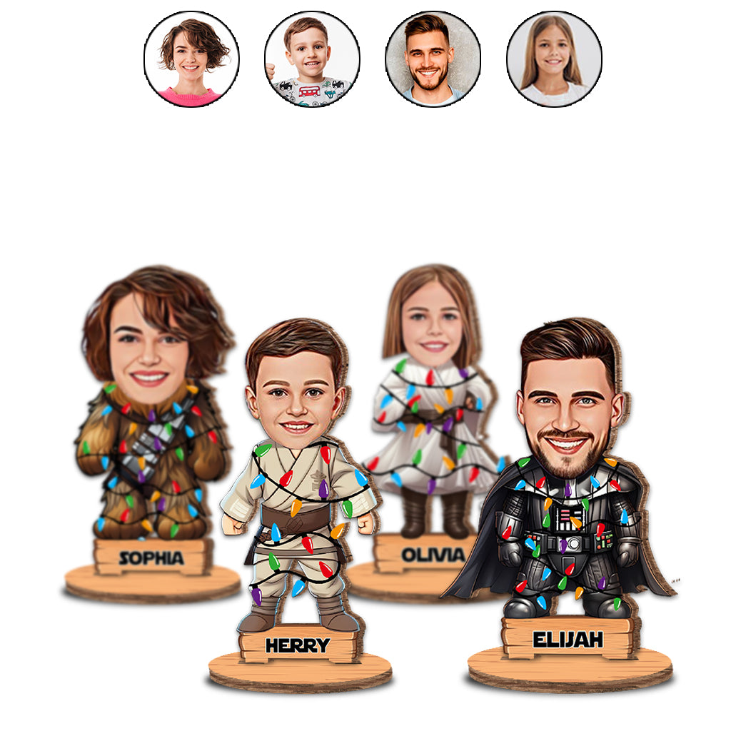 Personalized Family Wood Plaque with Photos - Christmas Gift Freestanding Wood Plaque GradoCreations