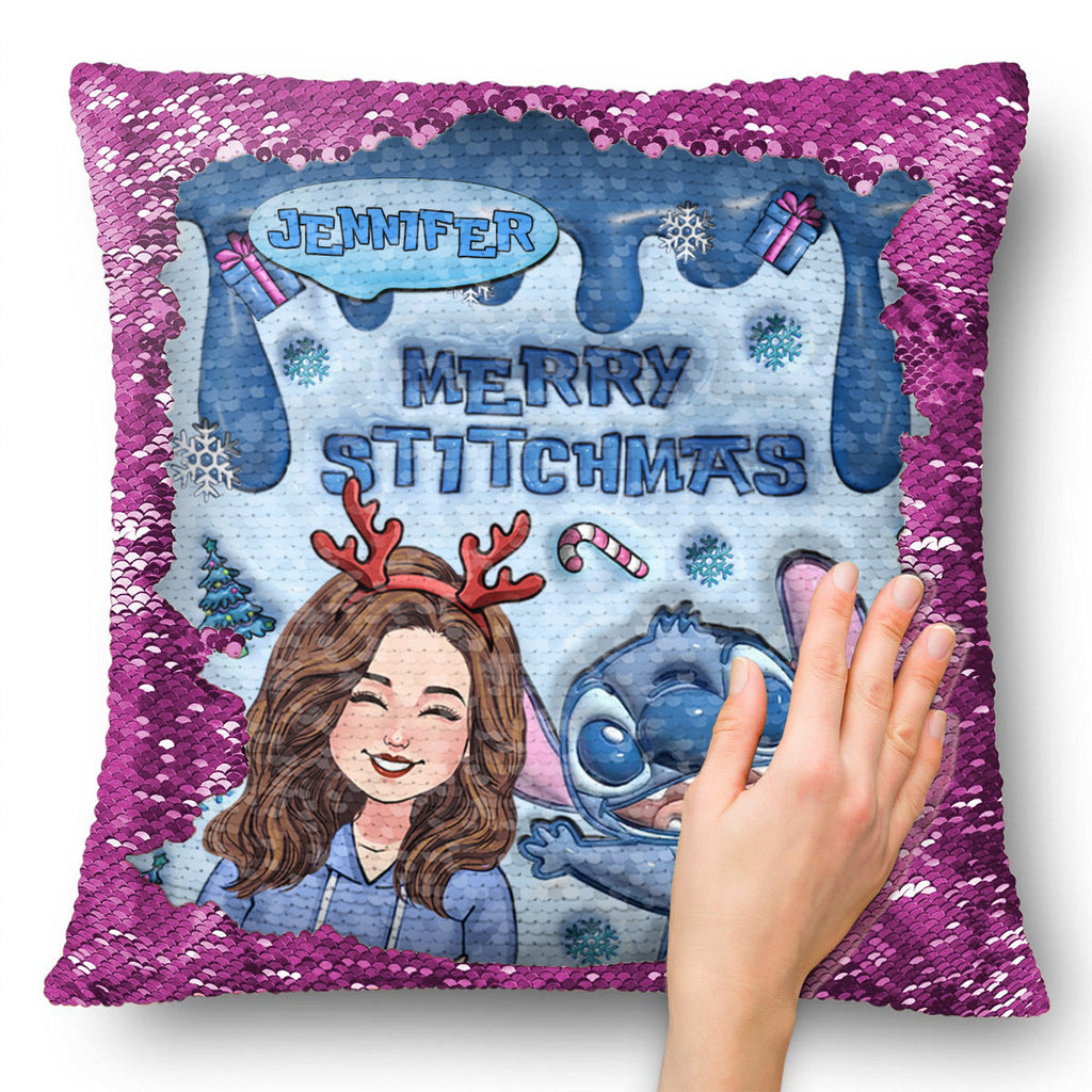 Personalized Sequin Pillow Cover Merry Christmas Gift for Mom Sequin Pillow Cover GradoCreations
