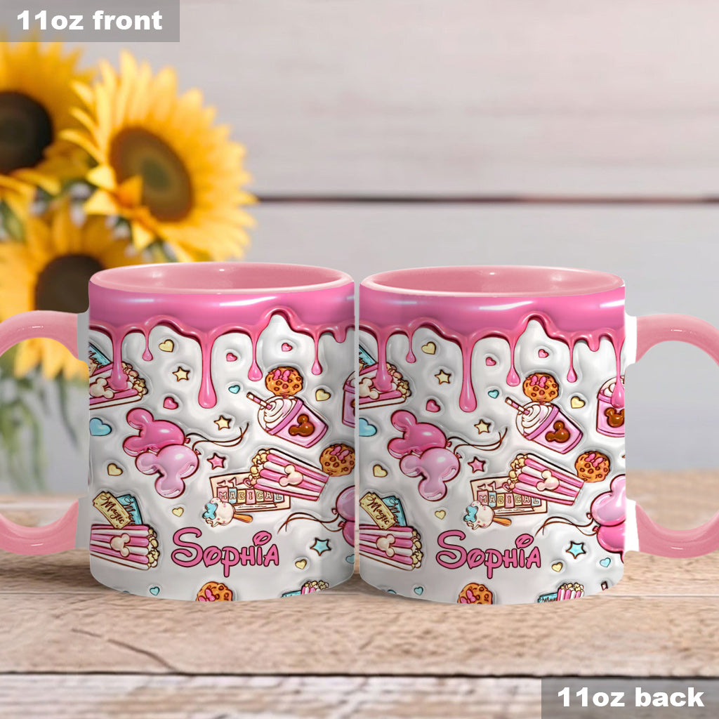Personalized Pink Mouse Ears Accent Mug Custom Name Gift for Birthday Accent Mug GradoCreations