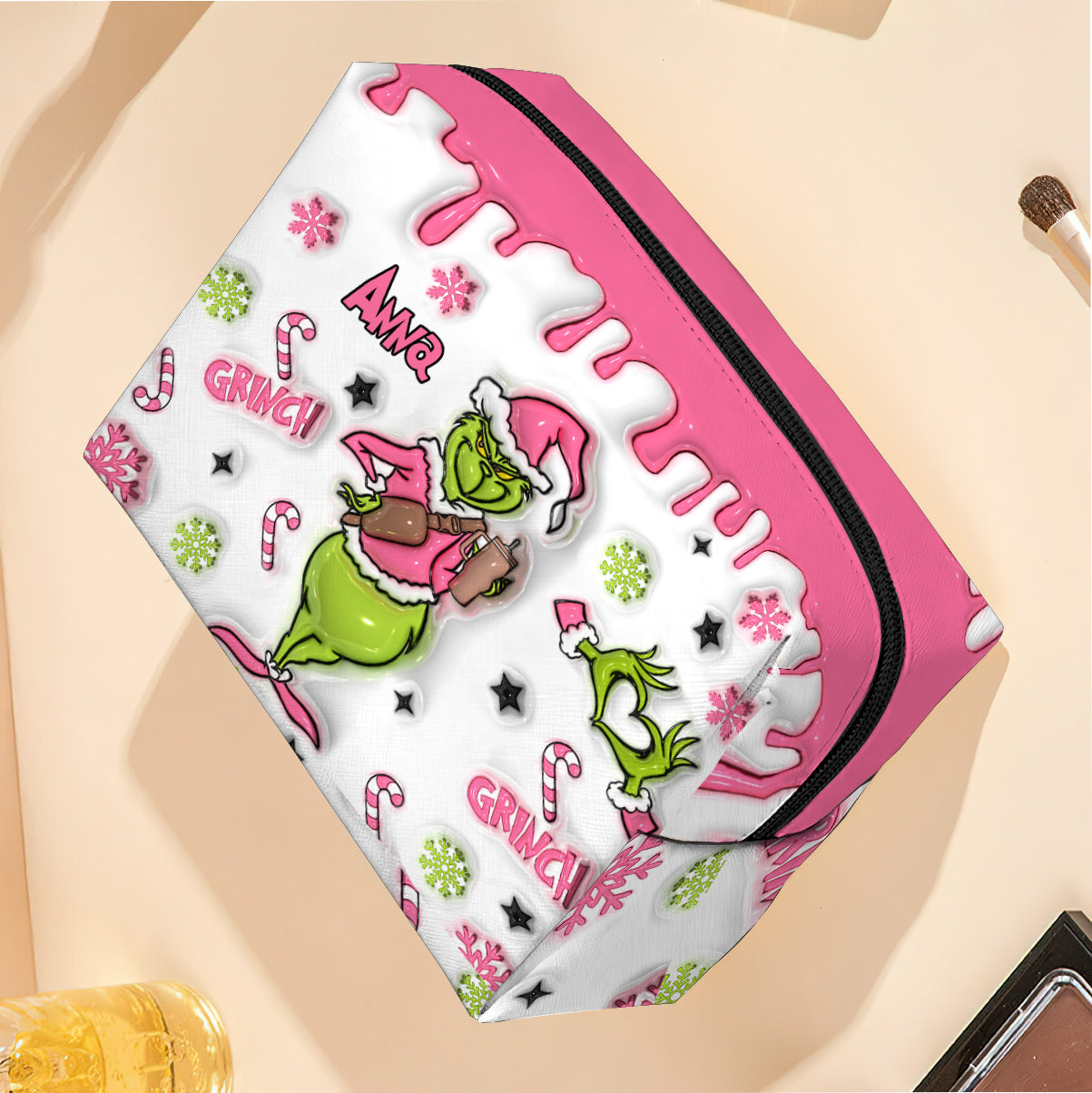 Personalized Christmas Makeup Bag Custom Name Gift Makeup Bag GradoCreations