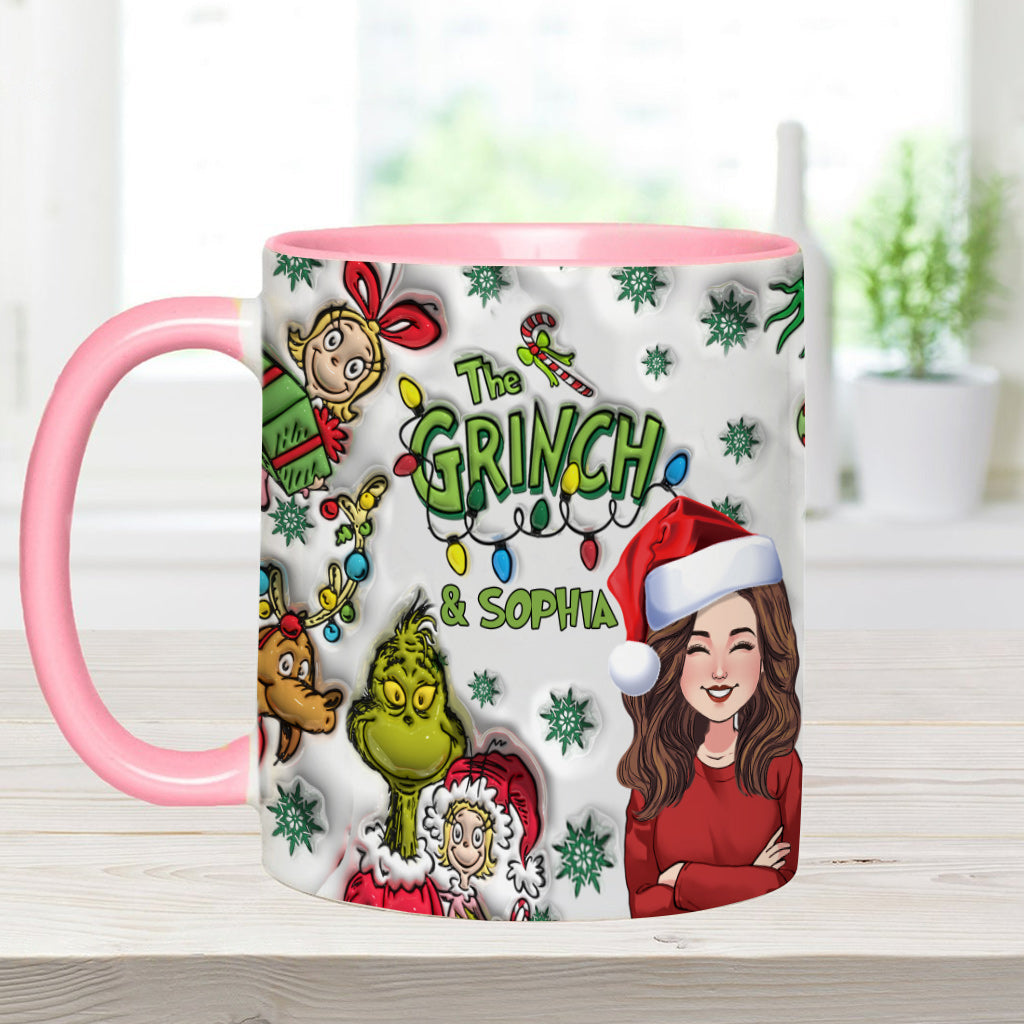 Personalized Accent Mug Custom Name Grinch Design Gift for Christmas Accent Mug GradoCreations