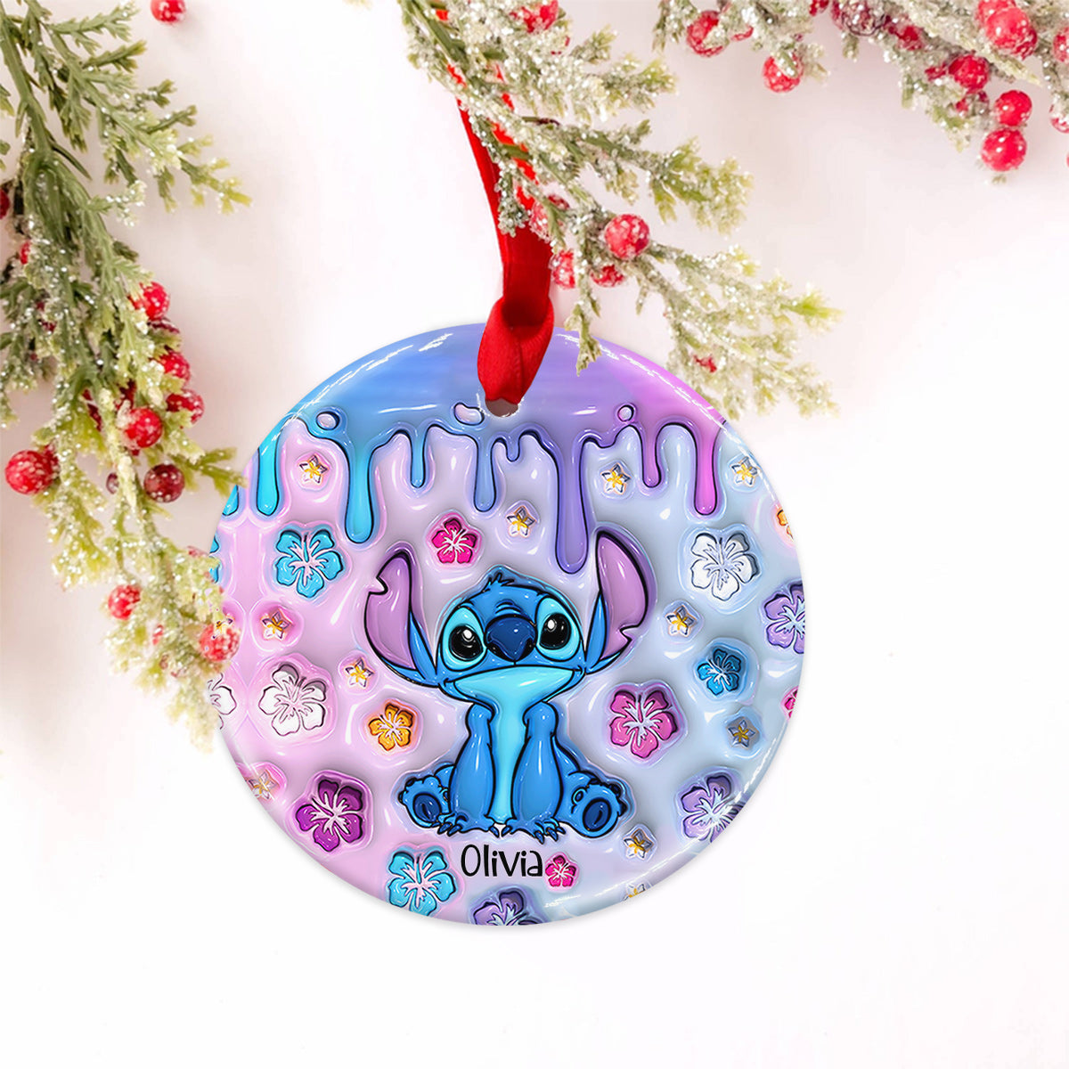 Personalized Ohana Ceramic Circle Ornament for Family Gift Ceramic Circle Ornament GradoCreations