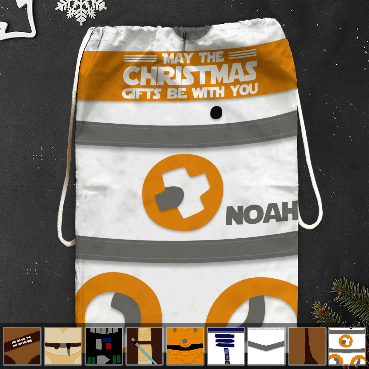 Personalized Christmas Drawstring Tote Bag Custom Name Gift Drawstring Tote Bag GradoCreations