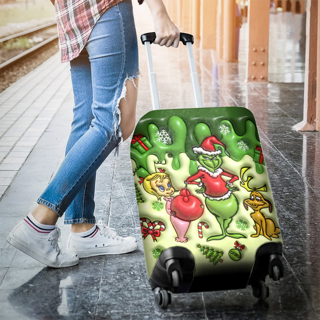Personalized Grinchmas Luggage Cover Custom Family Name Gift Luggage Cover GradoCreations
