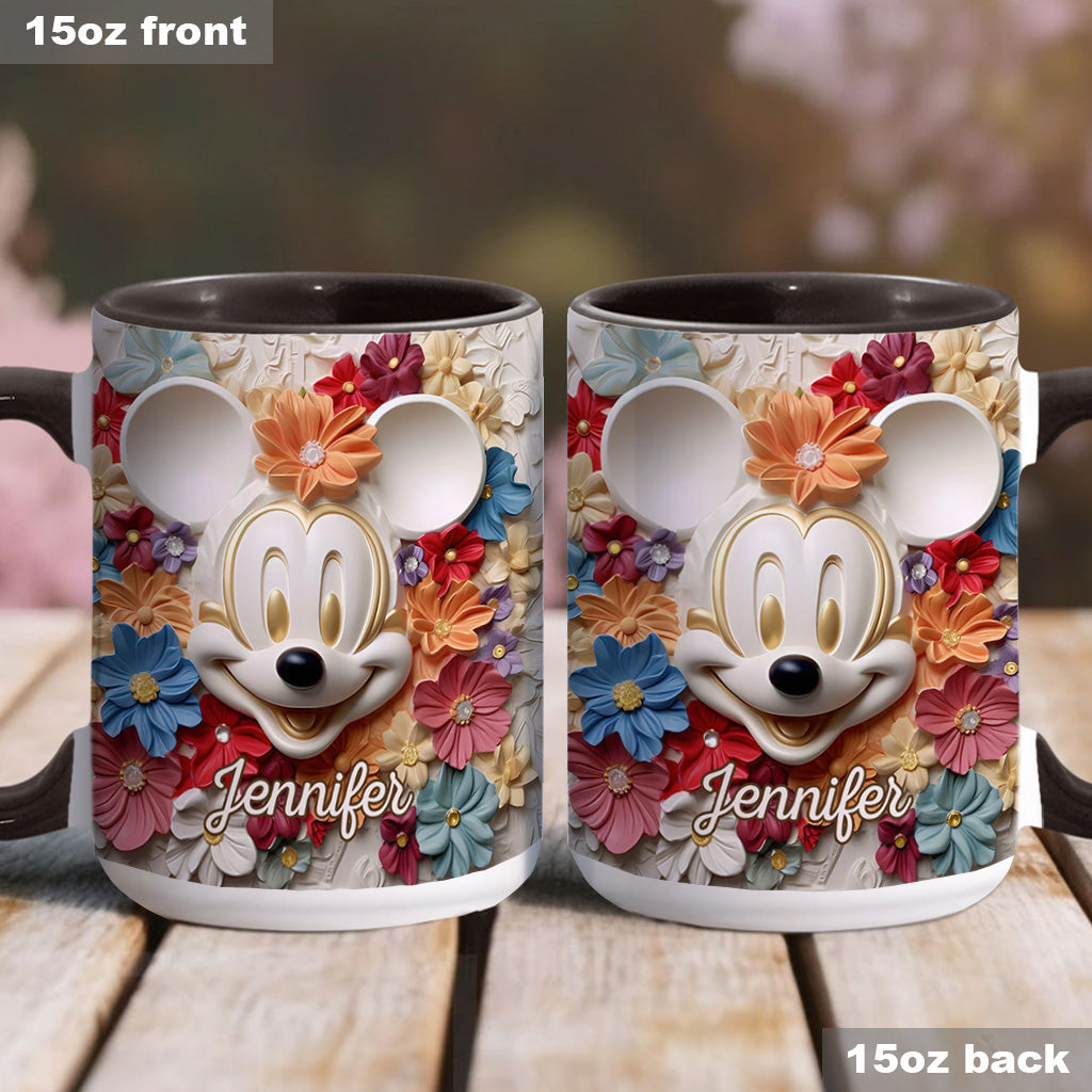 Personalized Floral Mouse Accent Mug Custom Name Gift for Mom Accent Mug GradoCreations