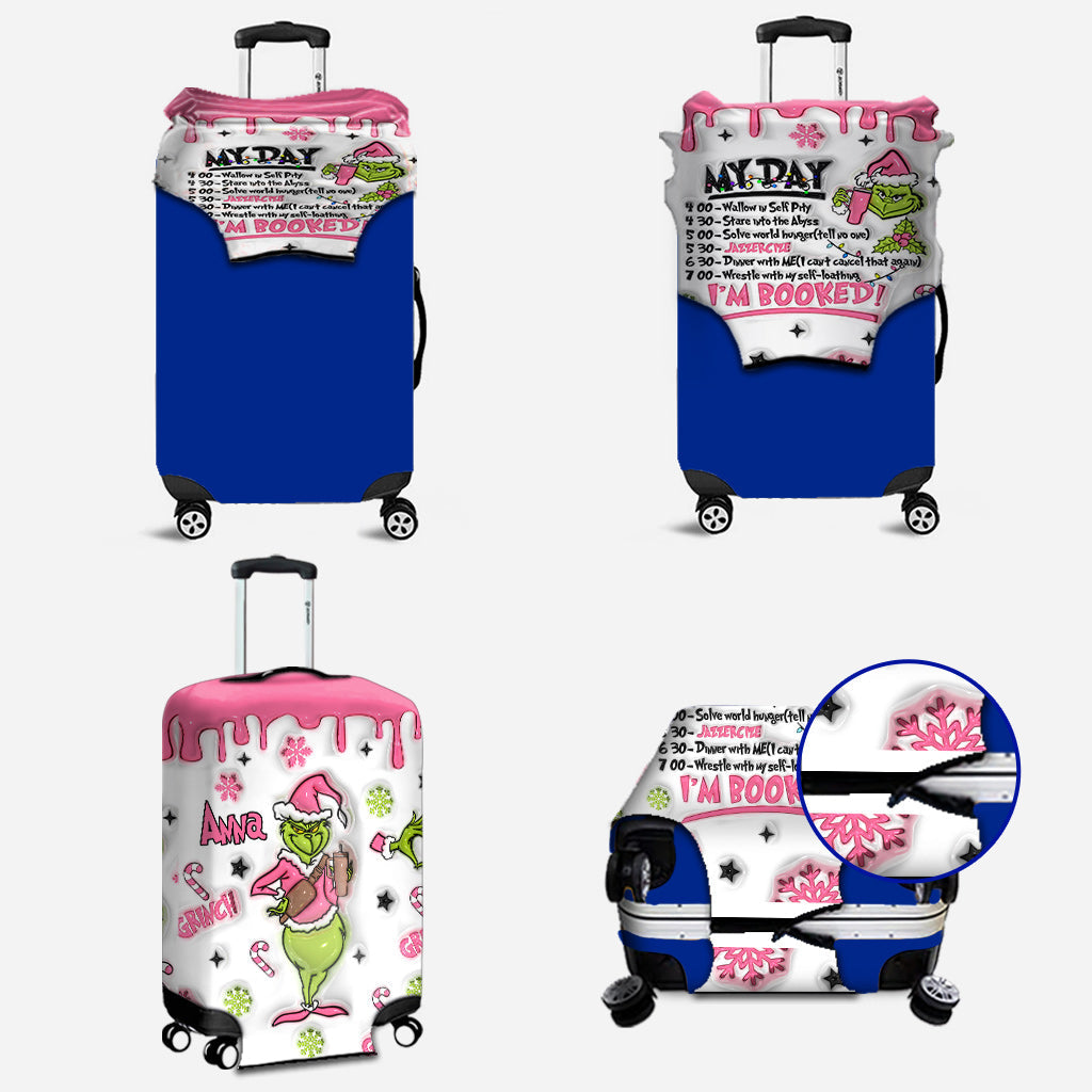 Personalized Christmas Luggage Cover Custom Name Grinch Design Luggage Cover GradoCreations