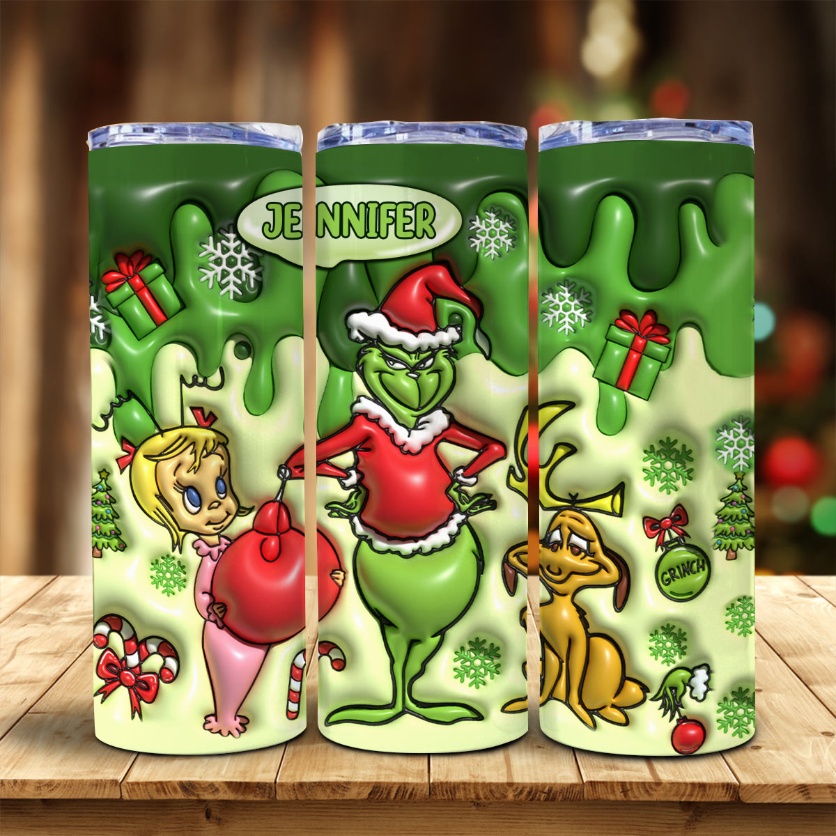 Personalized Grinchmas Skinny Tumbler Custom Name Gift for Christmas Skinny Tumbler GradoCreations