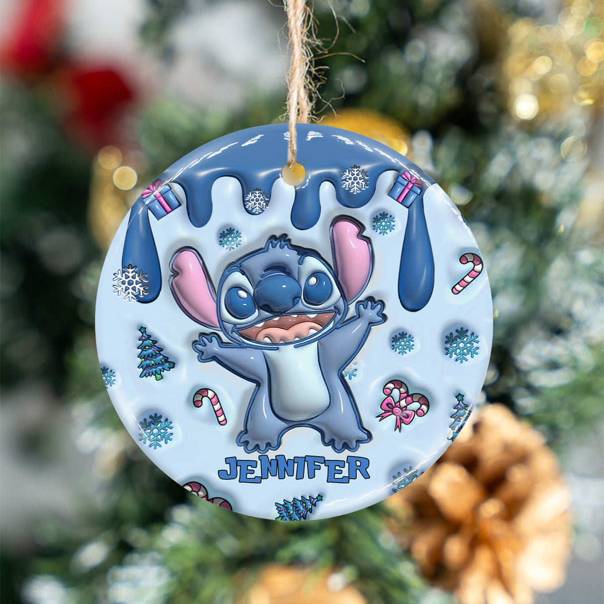Personalized Ceramic Circle Ornament Merry Christmas Gift Ceramic Circle Ornament GradoCreations