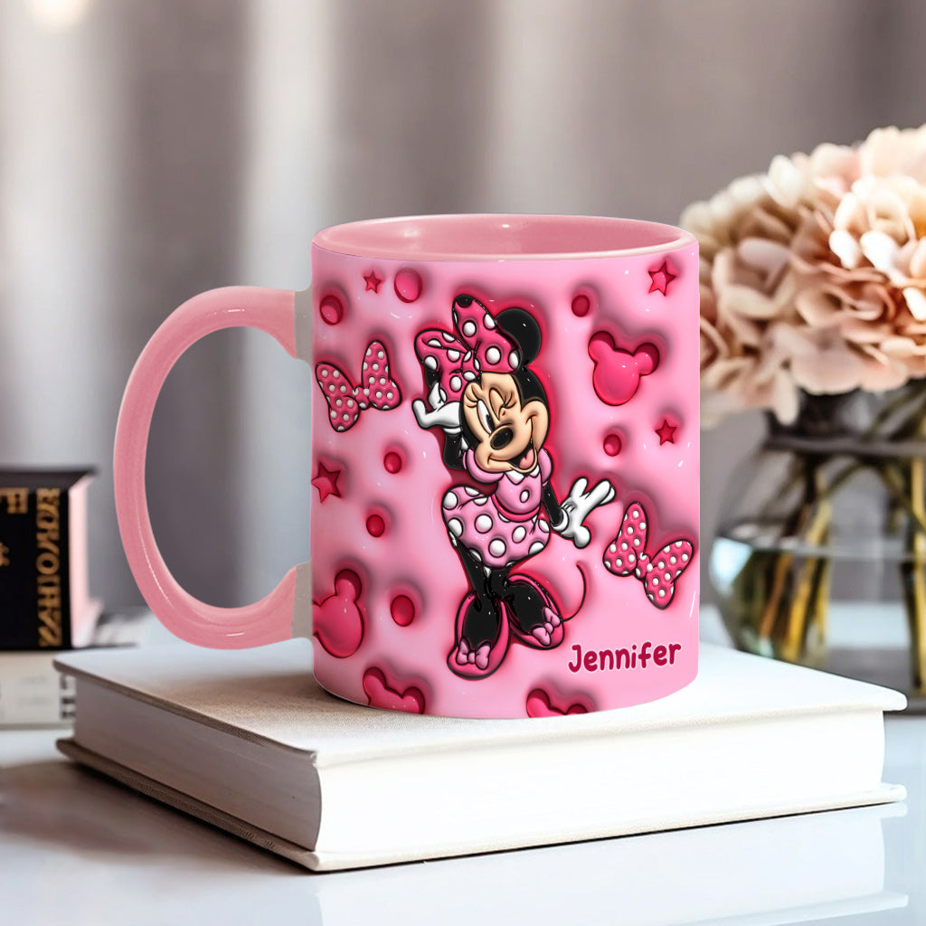 Personalized Pink Minnie Mouse Accent Mug with Custom Name Gift Accent Mug GradoCreations