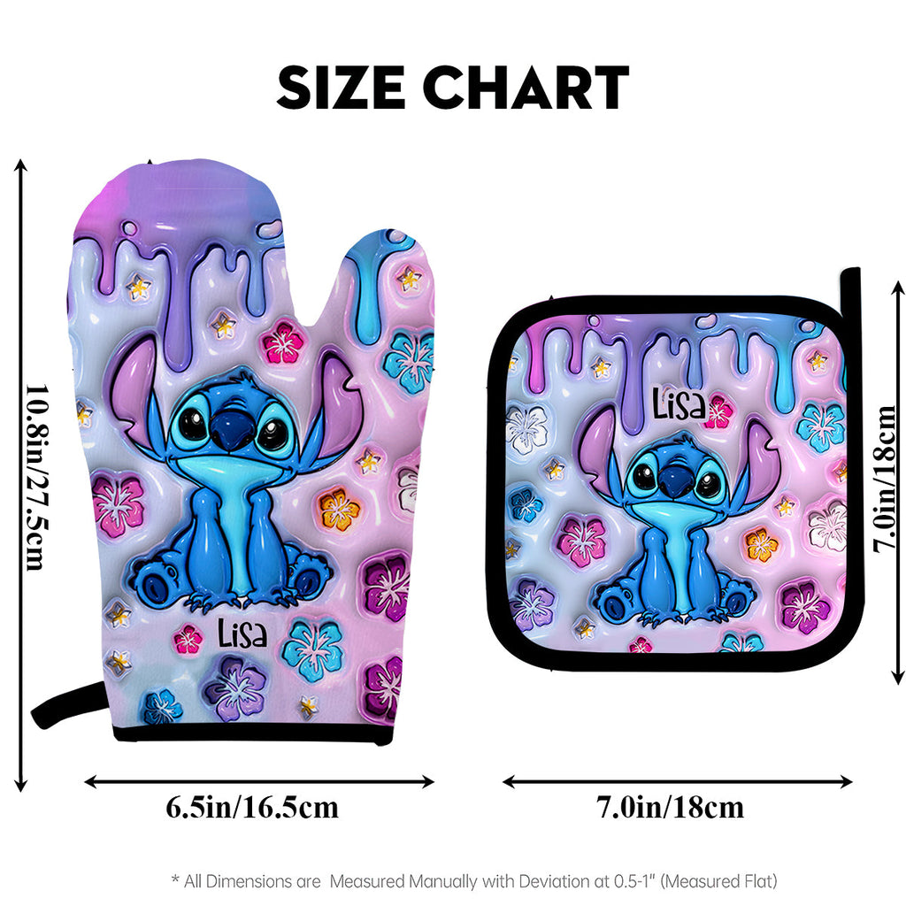 Personalized Ohana Oven Mitts & Pot Holder Set Custom Name Gift for Home Oven Mitts & Pot Holder Set GradoCreations