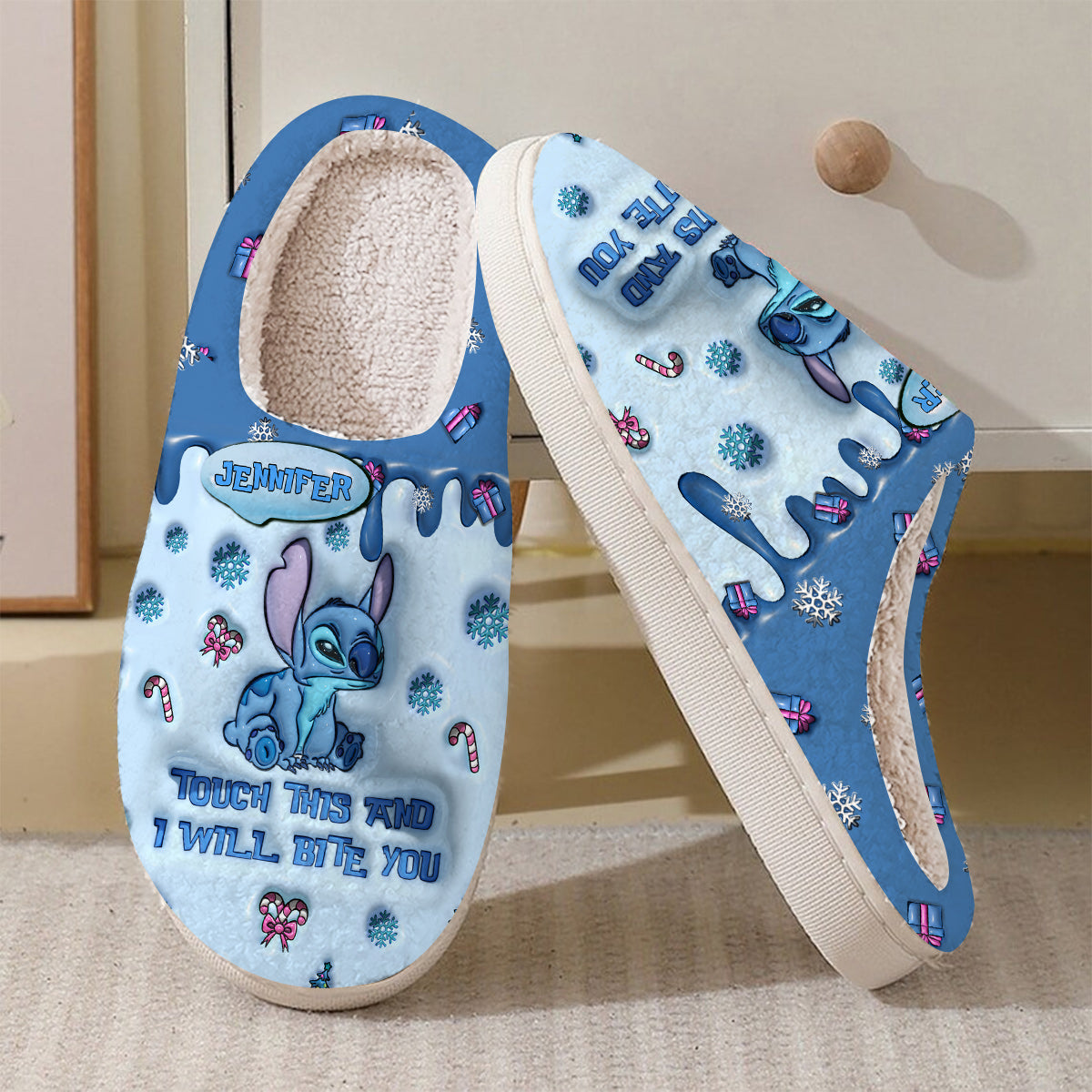 Personalized Ohana Slippers Touch This And I'll Bite You Gift Slippers GradoCreations