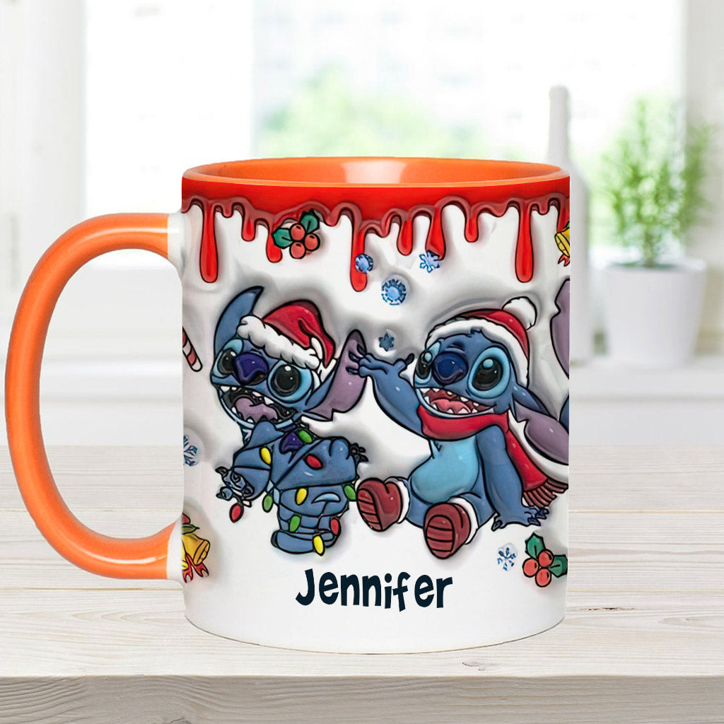 Personalized Christmas Accent Mug with Ohana Design for Mom Accent Mug GradoCreations