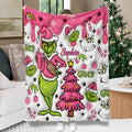 Personalized Snowflakes Grinch Blanket Custom Name Gift for Christmas Blanket GradoCreations