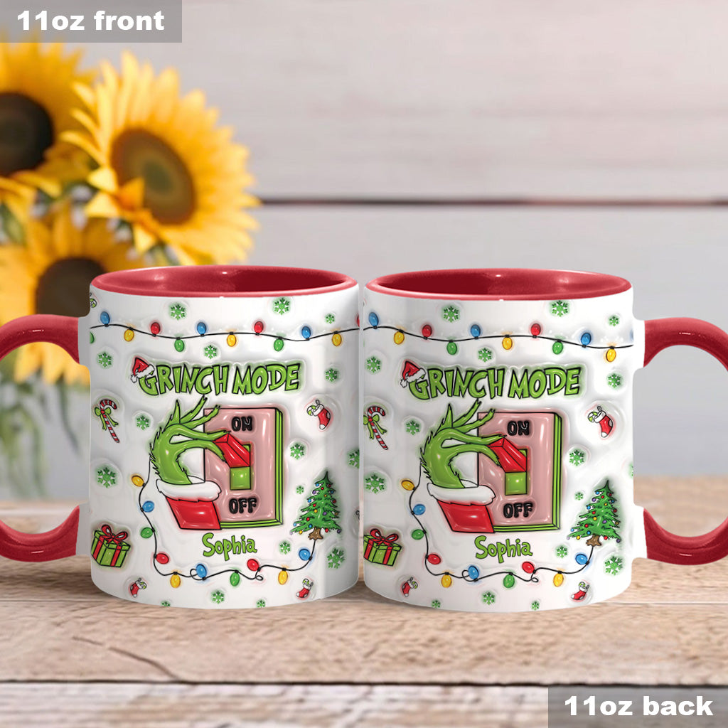Personalized Grinch Mode Accent Mug Custom Name Holiday Gift Accent Mug GradoCreations