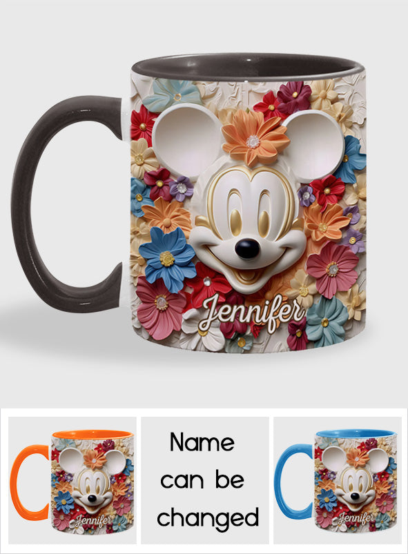 Personalized Floral Mouse Accent Mug Custom Name Gift for Mom Accent Mug GradoCreations