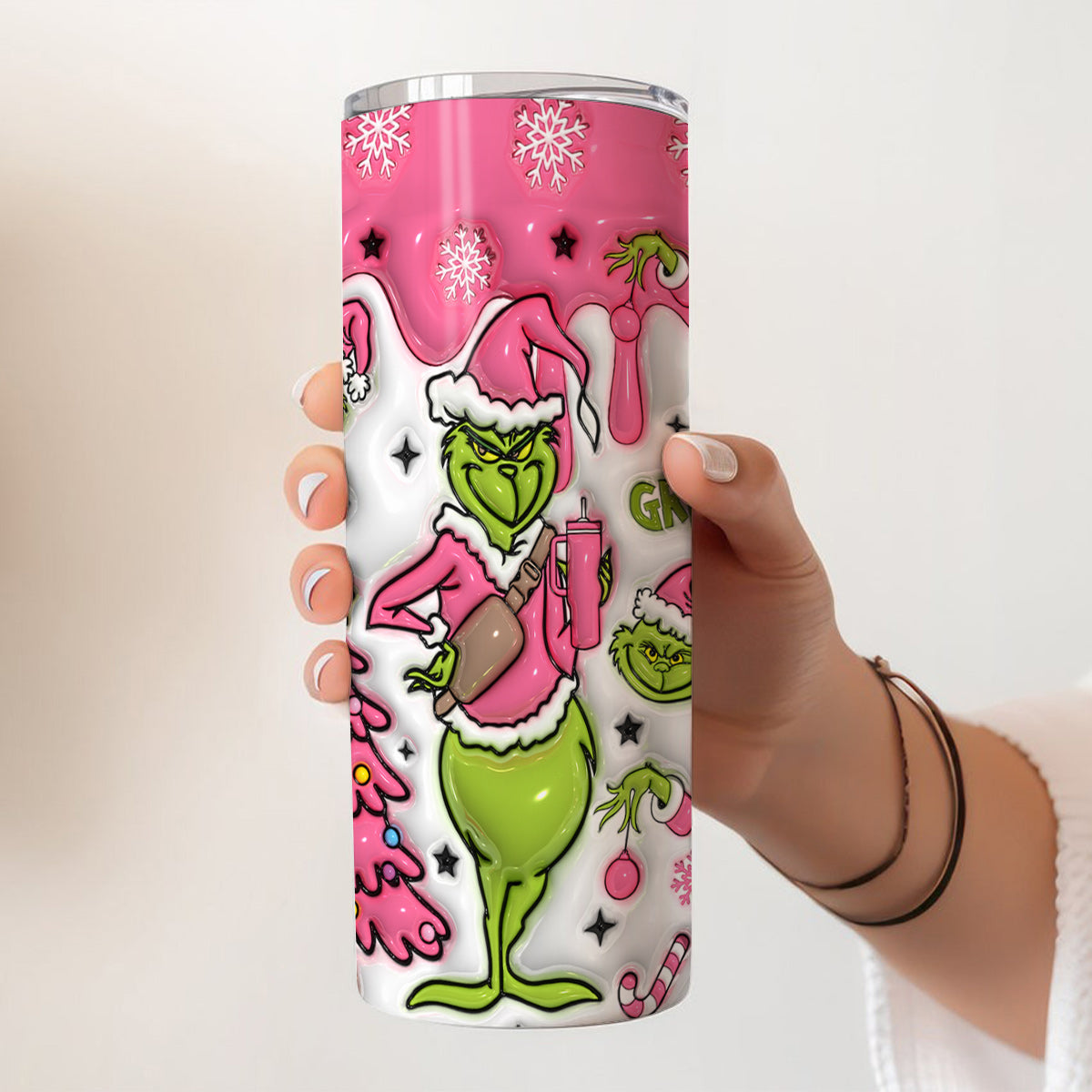 Personalized Grinchmas Skinny Tumbler Custom Name Holiday Gift Skinny Tumbler GradoCreations