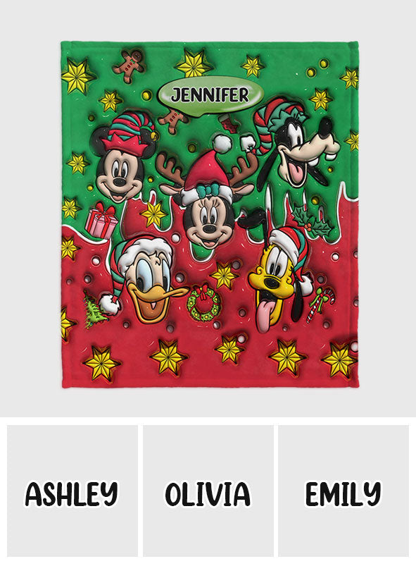 Personalized Christmas Mouse Blanket Custom Name Gift Blanket GradoCreations