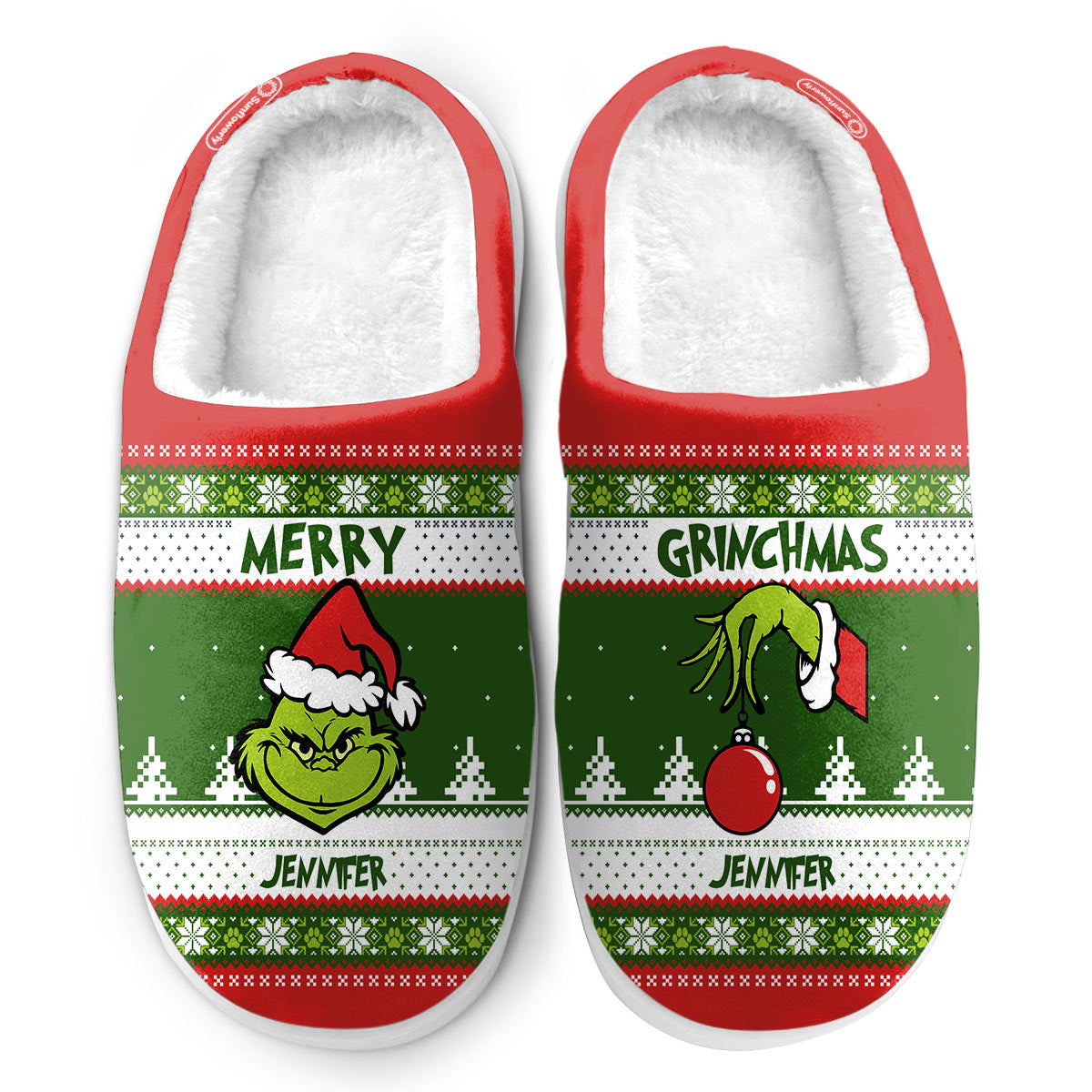 Personalized Merry Grinchmas Slippers Gift for Christmas Slippers GradoCreations