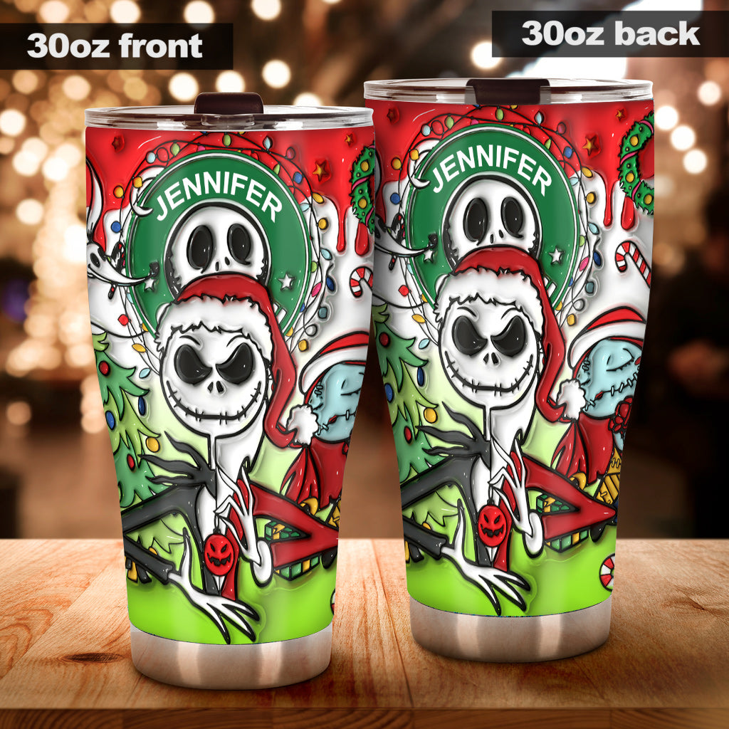 Personalized Nightmare Tumbler Custom Name Stainless Steel Gift for Halloween Christmas Tumbler GradoCreations