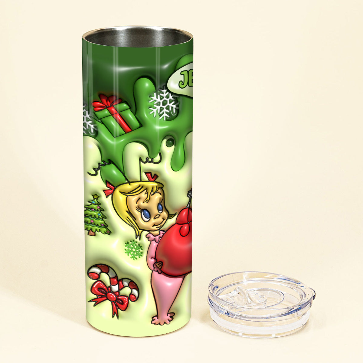 Personalized Grinchmas Skinny Tumbler Custom Name Gift for Christmas Skinny Tumbler GradoCreations