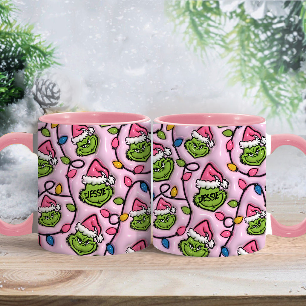 Personalized Christmas Accent Mug with Grinch Design for Kids Accent Mug GradoCreations