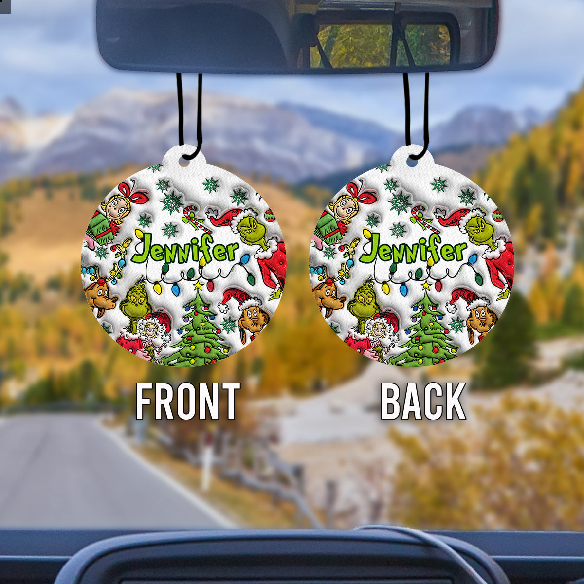 Personalized Christmas Air Freshener Custom Name Gift Circle Air Freshener GradoCreations